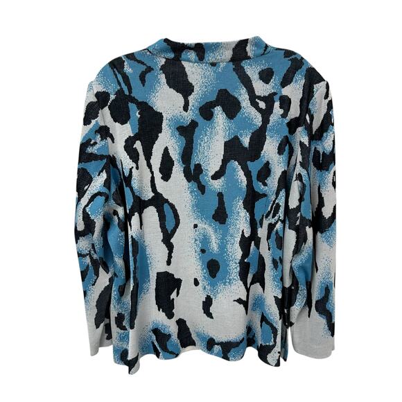 NWT Ming Wang Blue White Animal Print Tailored Fit Long Sleeve Jacket Womens 3X - Picture 8 of 8